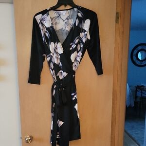 LuLaRoe Black and White Floral True Wrap Dress